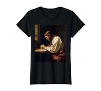 Oración Jesús Orando Camiseta gráfica económica, Mujer, Negro, XL
