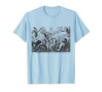 Oración Retro del purgatorio para Las Almas Santas católico Halloween Camiseta, Hombre, Azul Bebé, M