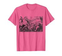 Oración Retro del purgatorio para Las Almas Santas católico Halloween Camiseta, Hombre, Rosa Jaspeado, L