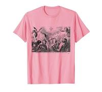Oración Retro del purgatorio para Las Almas Santas católico Halloween Camiseta, Hombre, Rosado, XL