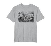 Oración Retro del purgatorio para Las Almas Santas católico Halloween Camiseta, Hombre Tallas Grandes, Gris Jaspeado, 2X Alto