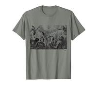 Oración Retro del purgatorio para Las Almas Santas católico Halloween Camiseta, Hombre, Verde Militar Jaspeado, L