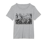 Oración Retro del purgatorio para Las Almas Santas católico Halloween Camiseta, Mujer Tallas Grandes, Gris Jaspeado, 4XL Grande