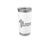 Oración Santa Cecilia Diseño del Ministerio de Música Católica Vaso térmico de acero inoxidable de doble pared