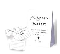 Oraciones para el bebé, baby shower, baby shower, minimalista, decoración moderna de oración para baby shower, decoraciones de revelación de género, colores neutros, 1 letrero y 50 tarjetas