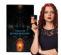 Oracle Cards, 78 Piece Tarot of Sacred Kingdoms Tarot Card Fortune Telling Divination Tools, Coated Paper 130g Entertainment Board Games Cards for Party Playing Gathering Game Witch Tool
