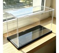 Oracra Vitrina Exhibidor Vitrina Alargada de Acrílico Transparente, Caja Organizadora para Coleccionables, Expositor a Prueba de Polvo para Figuras Pequeñas y Grandes(Black,50x20x20cm/20x8x8in)