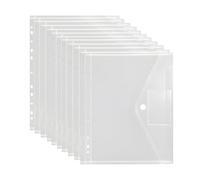 ORAGKE 30 Carpetas Plastico A4 con Cierre Velcro y Bolsillo para Etiquetas, Carpeta Sobre Portafolios A4 Transparente con 11 Agujeros para Archivador - Ideal para Oficina, Escuela y Hogar