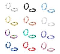 ORAIZO - Juego de 12 pares de aretes de aro pequeños de acero inoxidable quirúrgico 316L para hombres y mujeres, hipoalergénicos, para cartílago, hélice, tragus, lóbulos, bisagras, 18G, 6 mm, 8 mm, 10
