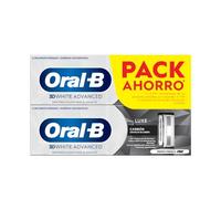 Oral-B 3D White Advanced Luxe Carbón Dentífrico Blanqueador, 2x75 ml | Blanqueamiento Avanzado, Eliminación de Manchas, Pasta de Dientes con Flúor Y Polvo de Carbón, Sabor a Menta Fresca