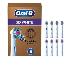 Oral-B 3D White Cabezales de Recambio Originales, Blanco, Pack de 8 - Recambios para Cepillo Eléctrico Oral B Pro, con Copa Pulidora para Eliminar Manchas, Efecto Blanqueador, Embalaje de Cartón
