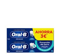 Oral-B Advanced Prevención Del Sarro Pasta De Dientes Antiplaca Con Flúor y Cristales De Limpieza Profunda, Pack Ahorro 2x75ml, Dentífrico Con Sabor Hierbabuena Dulce