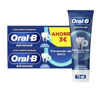 Oral-B Advanced Prevención Del Sarro Pasta de Dientes, Pack Ahorro 2x75ml - Dentífrico Antiplaca con Fluoruro de Estaño y Cristales de Limpieza Profunda, Sabor Hierbabuena Dulce