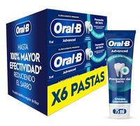 Oral-B Advanced Prevención Del Sarro Pasta de Dientes, Pack Ahorro 6x75ml - Dentífrico Antiplaca con Fluoruro de Estaño y Cristales de Limpieza Profunda, Sabor Hierbabuena Dulce
