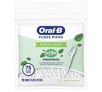 Oral-B Burst of Scope - Púas de hilo dental, menta fresca, 75 unidades cada una, paquete de 6 (450 unidades en total)