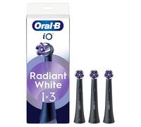 Oral-B Cabezales de repuesto iO Series Radiant White Black, cabezales redondos originales, eliminación de placa, blanqueamiento de dientes, 3 unidades