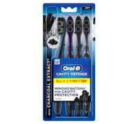 Oral B Cavity Defense 123 Soft Black - Cepillo de dientes manual para adultos (paquete de 4)
