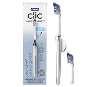 Oral-B Cepillo de dientes Clic, color blanco cromado, con 1 cabezal de cepillo de repuesto y soporte magnético para cepillo de dientes