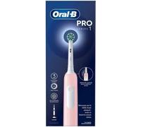 Oral-B Cepillo de dientes eléctrico Pro 1 para adultos con limpieza 3D, 1 cabezal de cepillo de dientes, control de presión de encías, enchufe británico de 2 pines, color rosa