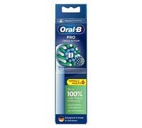 Oral-B Cepillo de dientes eléctrico Pro CrossAction, paquete de 6, limpieza dental superior con innovadoras cerdas en forma de X, original Oral-B Accesorio para cepillo de dientes, fabricado en Alemania, blanco