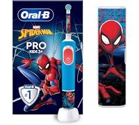 Oral-B Cepillo de dientes eléctrico Pro Kids, 1 mango con Marvel Spider-Man, 1 cabezal de cepillo de dientes, 1 funda de viaje, diseñado por Braun, para mayores de 3 años