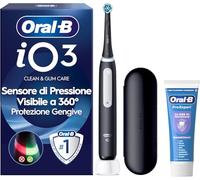 Oral-B Cepillo de dientes eléctrico recargable iO 3 negro, 1 cepillo de dientes eléctrico, 1 cepillo de repuesto, estuche de viaje + pasta de dientes Oral-B Pro-Expert, blanqueamiento suave, limpieza