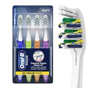 Oral-B Cepillo de dientes, removedor de placa vibratoria, cepillo de dientes vibratorio, suave, paquete de 4