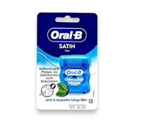 Oral-B Cinta de raso, elimina la placa, hilo dental encerado para espacios estrechos, proporciona una sensación fresca y limpia, sabor a menta, rollo de 50 m