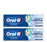 Oral-B Dentífrico Complete Protege & Limpia, Pack Ahorro 2x75 ml | Pasta de Dientes Antiplaca, Limpieza Profunda, Aliento Fresco, Sabor a Menta Fresca