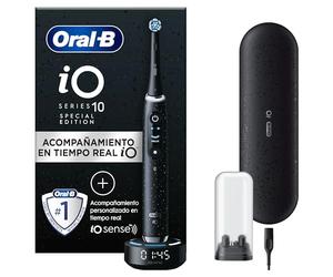 Oral-B iO 10 Cepillo de Dientes Eléctrico con 1 Cabezal, Negro - Cepillo Dental con 7 Modos de Cepillado, Sensor de Presión Y Carga Rápida, Estuche Cargador de Viaje, Diseñado por Braun