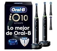 Oral-B iO 10 Cepillos de Dientes Eléctricos Negros, Pack de 2 | Cepillo Dental con 4 Cabezales, 7 Modos de Cepillado, Tecnología iO Sense, Carga Rápida, Seguimiento con App