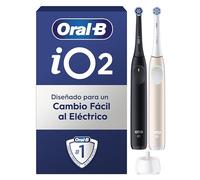 Oral-B iO 2 Cepillos de Dientes Eléctricos, Negro Y Rosa, Pack de 2 | Cepillo Dental con 2 Cabezales, 3 Modos de Cepillado, Sensor de Presión y Temporizador, Diseñados por Braun