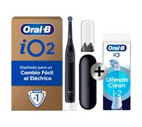 Oral-B iO 2 Cepillo de Dientes Eléctrico Negro Noche, 1 Cabezal, 1 Estuche de Viaje, 1 Soporte de Recambios de Viaje, 3 Modos de Cepillado, Sensor de Presión y Temporizador, Diseñado por Braun