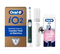 Oral-B iO 2 Cepillo de Dientes Eléctrico, 1 Cabezal, Estuche De Viaje, Verde Bosque - Cepillo Dental con Sensor De Presión, 3 Modos De Cepillado Y Temporizador, Soporte de Recambios de Viaje,
