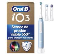 Oral-B iO 3 Cepillo De Dientes Eléctrico con 3 Cabezales, Azul - Mango Recargable, 3 Modos de Cepillado con Blanqueamiento Dental, Sensor de Presión, Regalos Originales para Mujer y Hombre