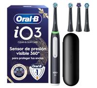 Oral-B iO 3 Cepillo de Dientes Eléctrico con 4 Cabezales, Negro | Edición Navidad, Cepillo Dental con Estuche de Viaje, 3 Modos de Cepillado con Blanqueamiento Dental Y Sensor de Presión