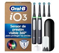 Oral-B iO 3 Cepillos de Dientes Eléctricos Negros, Pack de 2 | con 4 Cabezales, Estuche de Viaje Y Portarrecambios, 3 Modos de Cepillado con Blanqueamiento Dental Y Sensor de Presión