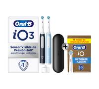 Oral-B iO 3 Pack Dúo de Cepillos Eléctricos Negro y Azul con 2+5 cabezales y estuche de viaje