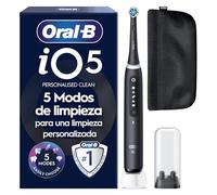 Oral-B iO 5 Cepillo de Dientes Eléctrico con 1 Cabezal, Negro - Cepillo Dental con 5 Modos de Cepillado, Sensor de Presión y Temporizador, /Funda Magnética y Soporte de Recambios