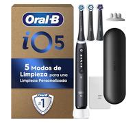 Oral-B iO 5 Cepillo De Dientes Eléctrico Negro Con 3 Cabezales y 1 Estuche De Viaje, 5 Modos De Cepillado Con Blanqueamiento Dental, Sensor De Presión, Diseñado Por Braun