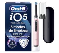 Oral-B iO 5N Cepillo de Dientes Eléctrico Rosa Con Mango Recargable, 1 Cabezal y Estuche De Viaje, 5 Modos De Cepillado Con Blanqueamiento Dental, Sensor De Presión, Diseñado por Braun