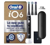 Oral-B iO 6 Cepillo de Dientes Eléctrico, con 3 Cabezales, Negro - Cepillo Dental con Sensor de Presión, 5 Modos de Cepillado con Blanqueamiento Dental, 1 Estuche de Viaje, Batería de Larga Duración