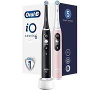 Oral-B iO 6 Duo. 2 Cepillos de Dientes Eléctricos Recargables con AI, 2 Cabezales, Colores Negro y Cuarzo Rosa, Producto Europeo con Garantía Oficial.