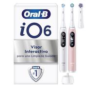 Oral-B iO 6 Pack De 2 Cepillos de Dientes Eléctricos con Mango Recargable, 3 Cabezales, 5 Modos De Cepillado, Diseñado por Braun, Regalos Originales para Mujer y Hombre - Blanco y Rosa