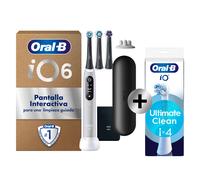 Oral-B iO 6 Cepillo De Dientes Eléctrico Gris Con Mango Recargable, 3 Cabezales y 1 Estuche De Viaje, 5 Modos De Cepillado Con Blanqueamiento Dental, Sensor De Presión, Diseñado Por Braun