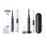 Oral-B iO 8 Cepillos de Dientes Eléctricos (Pack de 2), 2 Mangos Recargables, Tecnología Magnética Revolucionaria, Pantalla a Color, 3 Cabezales, Funda Viaje Premium, Regalos Originales, Blanco/Negro