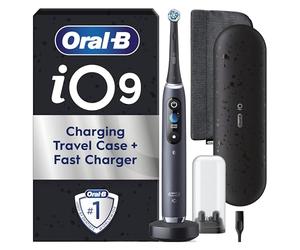 Oral-B iO 9 Cepillo de Dientes Eléctrico con 1 Cabezal, Negro - Cepillo Dental con Sensor de Presión, 7 Modos de Cepillado con Blanqueamiento Dental, Carga Rápida, Estuche Cargador de Viaje