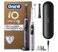 Oral-B iO 9 Cepillos de Dientes Eléctricos, 4 Cabezales, Negro y Rosa, Pack de 2-1 Estuche Cargador de Viaje, 7 Modos de Cepillado con Blanqueamiento Dental, Sensor de Presión, Carga Rápida