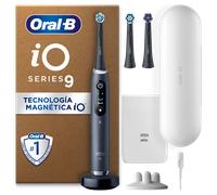 Oral-B iO 9 Pack de Cepillo Eléctrico Negro con 3 cabezales y cargador de viaje blanco