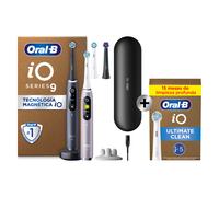 Oral-B iO 9 Pack Doble de Cepillos Eléctricos Negro y Rosa con 4+5 cabezales y cargador de viaje